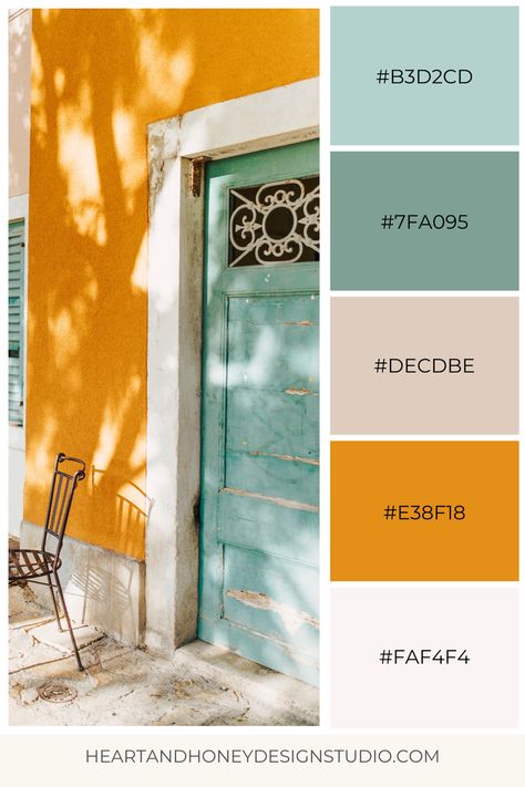 Color Palette Inspiration - Summer Vibes Volume 2 — Heart + Honey Design Studio Cinque Terre Color Palette, Bright Home Color Palette, Meditterean Color Palette, Colorful Living Room Palette, Bright Color Palette For Home, Home Color Schemes Interior Bright, Art Studio Color Palette, Colourful Mediterranean Interior, Cottage Colour Scheme