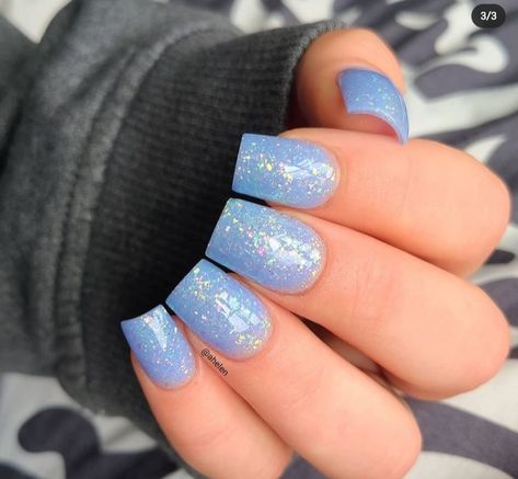 Baby Blue Glitter Nails, Periwinkle Nails, Pastel Blue Nails, Nail Dipping Powder Colors, Light Blue Nail Designs, Blue Glitter Nails, Light Blue Nails, Dip Nails, Minimal Nails