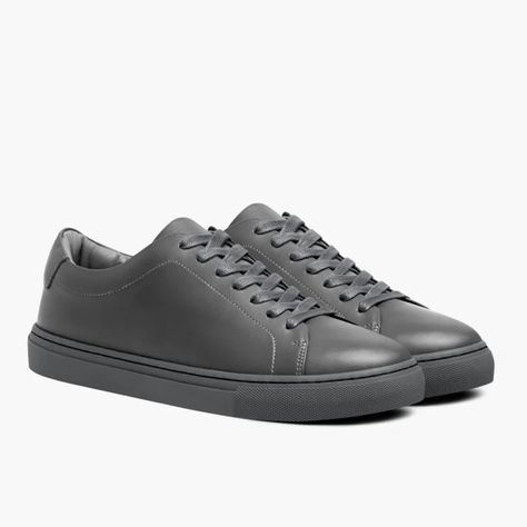 Men's Encore Low Top Sneaker In Steel Grey Leather - Thursday Thursday Boots, Boot Companies, Man Down, Grey Sneakers, Bag Icon, Steel Grey, Sneaker Collection, Classic Man, Grey Leather