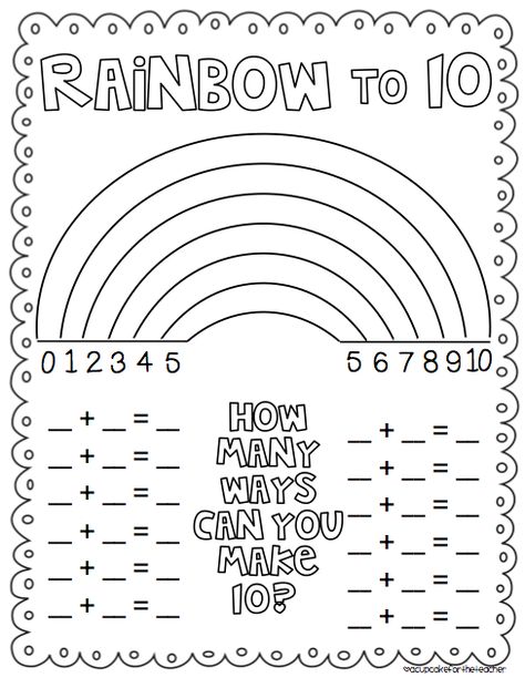 http://acupcakefortheteacher.blogspot.com/2013/01/rainbow-to-10-freebie.html Grade 1 Math, Math Number Sense, Math Intervention, Math Addition, Math Workshop, Homeschool Math, Guided Math, First Grade Math, Math Facts