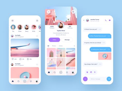 Social Media App Design Concept by Hafiz Rana on Dribbble Social Media Interface Design, App Design Social Media, Social Media App Design, การออกแบบ Ui Ux, Social App Design, Ux App Design, App Design Layout, Mobile App Design Inspiration, App Interface Design