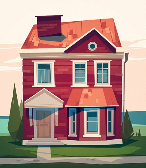 Buildings on Behance Illustration Simple, Building Illustration, House Illustration, Affinity Designer, Abstract Illustration, Art Et Illustration, Cartoon Background, Animation Background, Environment Design