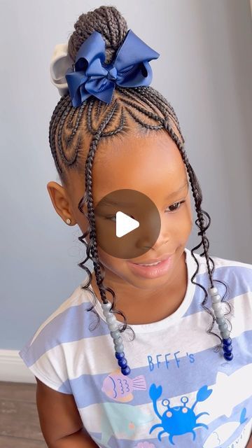 Kid Bun Hairstyles, Hairstyles Black Girls Braids Kids, Braid Hairstyles For Black Girls Kids, Kids Braided Hairstyles Ponytail, Kids Beads Hairstyle, Cute Braided Hairstyles For Kids Black, Kids Birthday Hairstyles, Braids For Little Black Girls Hairstyles, Hairstyles With Beads For Kids