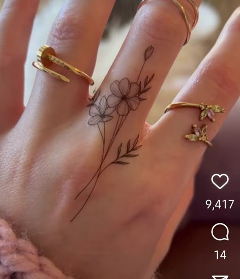 Flower Finger Tattoos, Finger Tattoo Ideas, Thumb Tattoos, Small Finger Tattoos, Finger Tattoo For Women, Hand And Finger Tattoos, Finger Tattoo Designs, Hand Tattoos For Women, Wrist Tattoos For Women