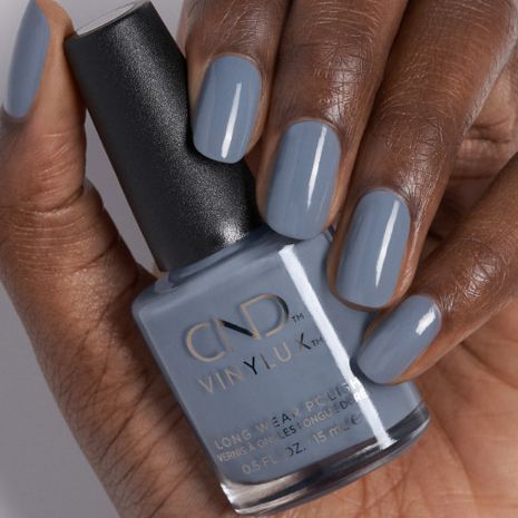 Short Grey Nails, Dark Skin Nail Polish, Shellac Nail Colors, Grey Nail Polish, Toenail Polish, Polygel Nails, Gray Nails, Blue Nail Polish, Classy Acrylic Nails