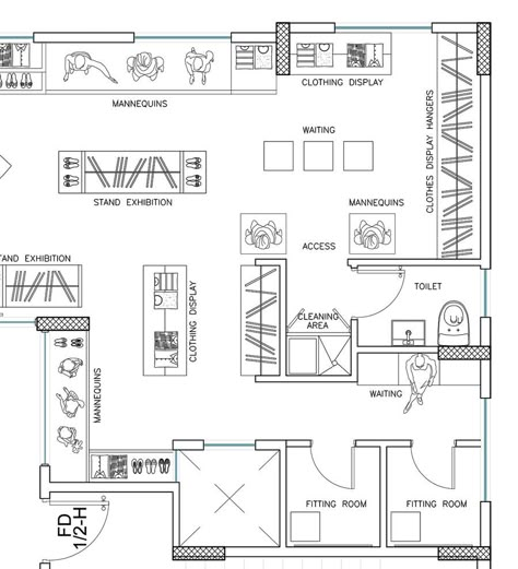 Contest Entry #4 for To design 2d interior space & furniture layout by Autocad for ladies fashion atelier Boutique Floor Plan, Boutique Layout, Retail Store Layout, Store Plan, Fashion Atelier, Interior Design Layout, Retail Store Interior Design, Store Interior Design, Interior Design Plan