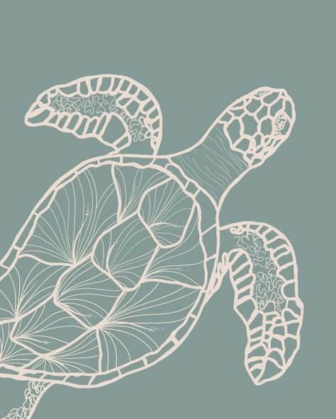 Sea Turtle Wallpaper, Beachy Wallpaper, Turtle Wallpaper, Beach Wall Collage, Tranquil Blue, Turtle Drawing, Hawaii Art, Cute Summer Wallpapers, Art Tropical