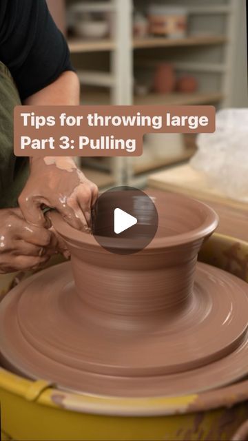 Twisted Clay Studio on Instagram: "We have finally made it to part three of our throwing large series. In this video you will learn how I pull a pot using 5 lb of clay. If you missed centering and opening, be sure you watch those videos to catch up.   #pottery #ceramics #handmade #clay #art #ceramic #ceramicart #stoneware #potterylove #instapottery #wheelthrown #handmadepottery #pottersofinstagram #handmadeceramics  #tableware #contemporaryceramics #potterystudio #artist #glaze #potter #potterylife #potteryteacher #potterylife #potteryteacher #potterylesson #potteryhowto #potterytutorial" Pottery Pulling Up, How To S, How To Wedge Clay, Throwing Clay Pottery Wheel, Pottery Videos Techniques, Throwing Pottery Videos, Pottery On Wheel, Wheel Throwing Ideas, Throwing Ceramics