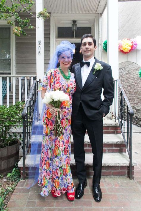 60 Astonishing Coloured Wedding Dresses · Rock n Roll Bride Alternative Wedding Dress Color, Coloured Wedding Dresses, Edgy Wedding Dress, Weird Wedding Dress, Untraditional Wedding Dress, Brooklyn Backyard, Unusual Wedding Dresses, Blue Veil, Nontraditional Wedding Dress