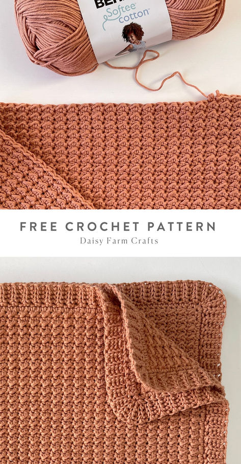 clay colored textured crochet baby blanket Solid Crochet Blanket, Easy Crochet Baby Blanket For Beginners, Worsted Weight Crochet Patterns, Simple Crochet Baby Blanket Free Pattern, Crochet Patterns Baby Blanket, Easy Crochet Patterns For Beginners, Daisy Farm, Crochet Baby Blanket Free Pattern, Farm Crafts