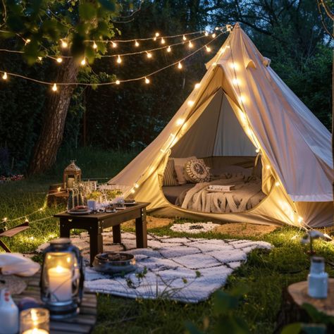 Create a romantic glamping experience for you and your partner with our inspiring tent set up ideas. Discover how to choose the right location, pack essential items, and decorate your shelter for a truly memorable camping date night. Read on to make your dream a reality! Glamping Set Up, Tent Set Up Ideas, Romantic Glamping, Camping Date Night, Diy Glamping, Camping Date, Glamping Inspiration, Romantic Camping, Couples Camping