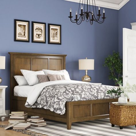 Bed Wood, Standard Bed, Sleigh Beds, Bedroom Color Schemes, Upholstered Panels, Bedroom Paint Colors, Bed Size, Master Bedrooms Decor, Blue Bedroom