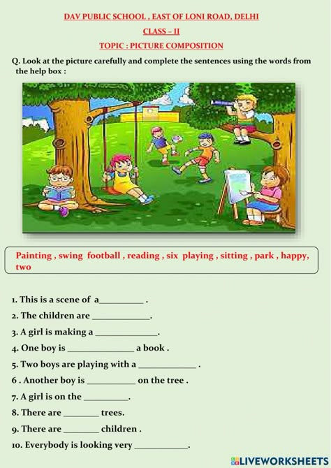 Picture Composition For Kindergarten, 2nd Grade Reading Comprehension Lessons, Descriptive Writing For 2nd Grade, Picture Description For Class 2 English, English Revision Worksheets Grade 1, Class 2 English Worksheets Comprehension, Easy Picture Description For Kids, Picture Comprehension For Kindergarten, Picture Writing For Grade 1