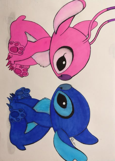 How To Draw Stitch And Angel, Pink Stitch Drawing, Lelo And Stitch Drawings, Stitch And Angel Drawing Easy, How To Draw Angel From Lilo And Stitch, Stitch And Angel Painting, Angel Lilo And Stitch Drawing, Stitch And Angel Drawing, Stitch Drawing Easy