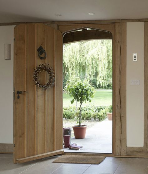 Oak front door Country Front Door, Border Oak, Oak Front Door, Rustic Front Door, Oak Frame House, Farmhouse Front Door, Cottage Door, Front Door Entrance, Wooden Door Design