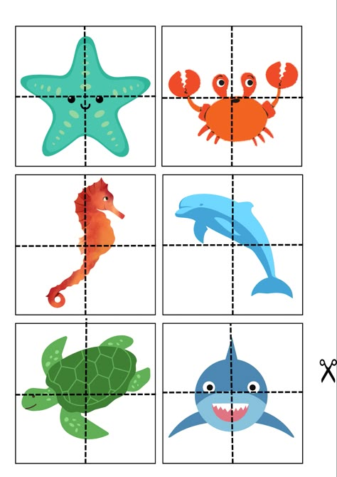 Sea animal. Puzzles. Kids activity. Fun learning. Sea Animals Activities For Kindergarten, Sea Animals Kindergarten, Aquatic Animals Preschool Activities, Sea Animal Activities Preschool, Ocean Learning Activities Preschool, Sea Animal Activities For Toddlers, Sea Activities For Toddlers, Sea Animals Worksheets For Kids, Animals Worksheet Kindergarten