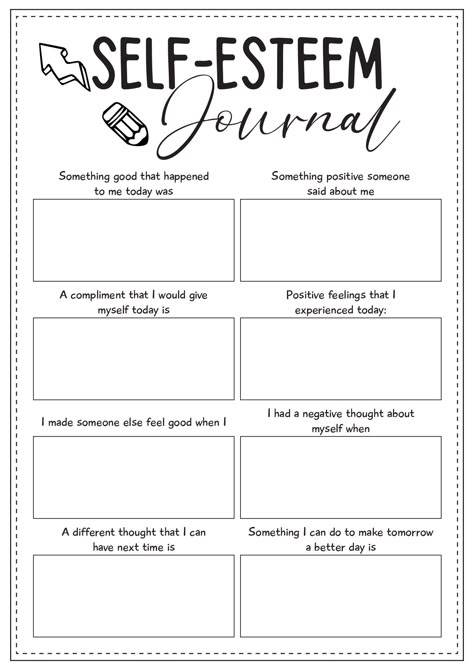 Self-Esteem Printable Activities Psychology Exercises, Cbt Techniques, Group Therapy Activities, 5th Grade Worksheets, Counseling Worksheets, Self Esteem Worksheets, Self Esteem Activities, Social Emotional Activities, Mental Health Activities