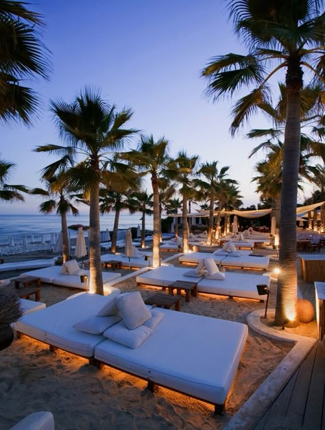 Malaga Spain Beaches | ... and #golf #courses. #relax #beach #break #marbella #malaga #spain The Beach At Night, Nikki Beach, Beach At Night, Beach Clubs, Marbella Spain, Beach Lounge, Beach Bar, Romantic Places, Beach Bars