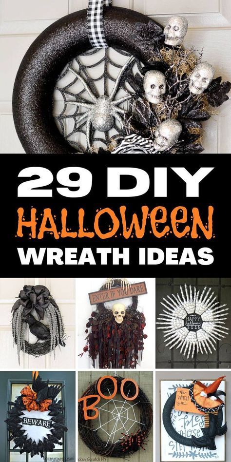 Halloween Skeleton Wreaths Diy, Easy Diy Halloween Wreaths For Front Door, Halloween Pumpkin Wreath Diy, Holloween Wreaths Dollar Tree, Simple Halloween Wreath Diy, Spooky Halloween Wreath Diy, Halloween Diy Wreaths For Front Door, Spiderweb Wreath Diy, Spider Web Wreath Diy