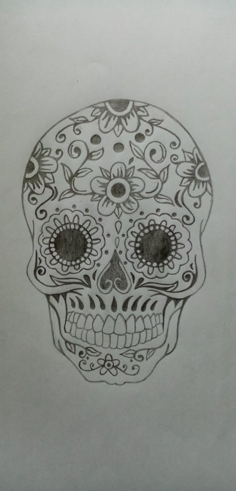 Skull Sketches Easy, Candy Skull Drawing, Mexican Sketches Easy, Mexican Sketches, Tuts Drawing, Sugar Skulls Drawing, Mexican Drawings Sketches, Sugar Skull Drawings, Catrina Drawing