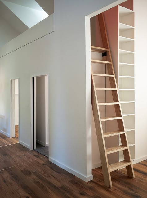 Ladder To Loft, Attic Balcony, Spencer House, Tiny Loft, Stair Ladder, Attic Ladder, Tiny House Stairs, Attic Playroom, Attic Loft