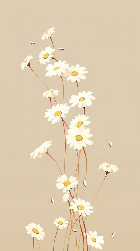 Daisy flowers cute wallpaper plant | Premium Photo Illustration - rawpixel Brown Daisy Wallpaper, Sunflower And Daisy Wallpaper, Plant Phone Background, Daisy Wallpaper Iphone Aesthetic, Daisy Art Wallpaper, Doodle Wallpaper Aesthetic, Daisy Flower Aesthetic Wallpaper, Iphone Wallpaper Doodle, Aesthetic Wallpaper Plants