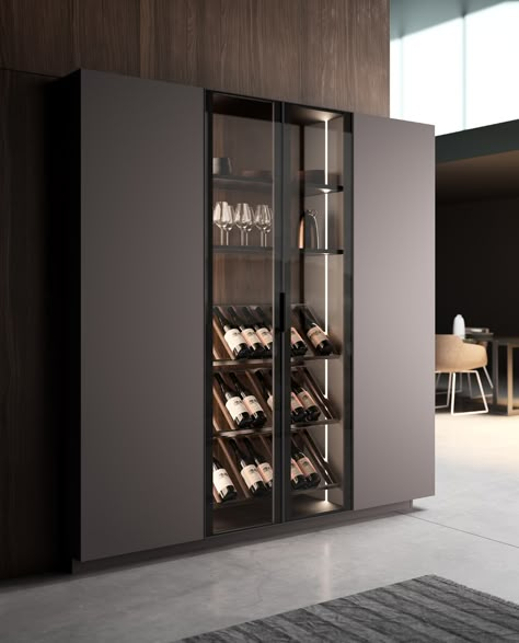 Home Wine Cellars, Bar In Casa, Home Bar Designs, Wine Wall, Wine Cabinet, Luxury Kitchen Design, Kitchen Room Design, Glass Kitchen, Kitchen Collection