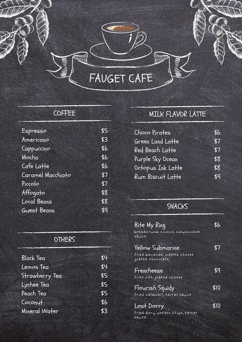 Dark Rustic Chalkboard Texture Cafe Menu - Templates by Canva Menu Design Ideas, Cafe Menu Boards, Cafe Chalkboard, Chalk Menu, Coffee Chalkboard, Coffee Menu Design, Drink Menu Design, Chalkboard Texture, Menu Board Design