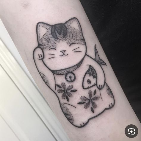 Samurai Kimono, Lucky Cat Tattoo, Cat Samurai, Kitten Tattoo, Harry Tattoos, See Tattoo, Tattoos Black, Dandelion Tattoo, Flash Design