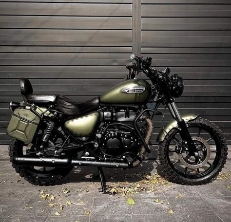 Meteor 350 Modified, Royal Enfield Meteor 350, Royal Enfield Meteor, Starboy Aesthetic, Meteor 350, Dream Motorcycle, Custom Bikes Cafe Racers, Racer Motorcycle, Matte Green