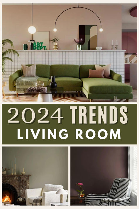 Whilst colour is a biggie when it comes to living room trends this year, I spoke with a range of interior designers to get their first hand views on the trends we should expect to see in 2024. Click To Explore 2024 Trends >> Modern Fun Living Room, Interior Design Green Sofa, Best Sofa Colours Living Rooms, Living Room Inspiration Colourful, Coloured Living Room Ideas, Living Room Trends For 2024, Sofa Ideas For Living Room, Living Room With Different Color Couches, Trending Living Room Design 2024