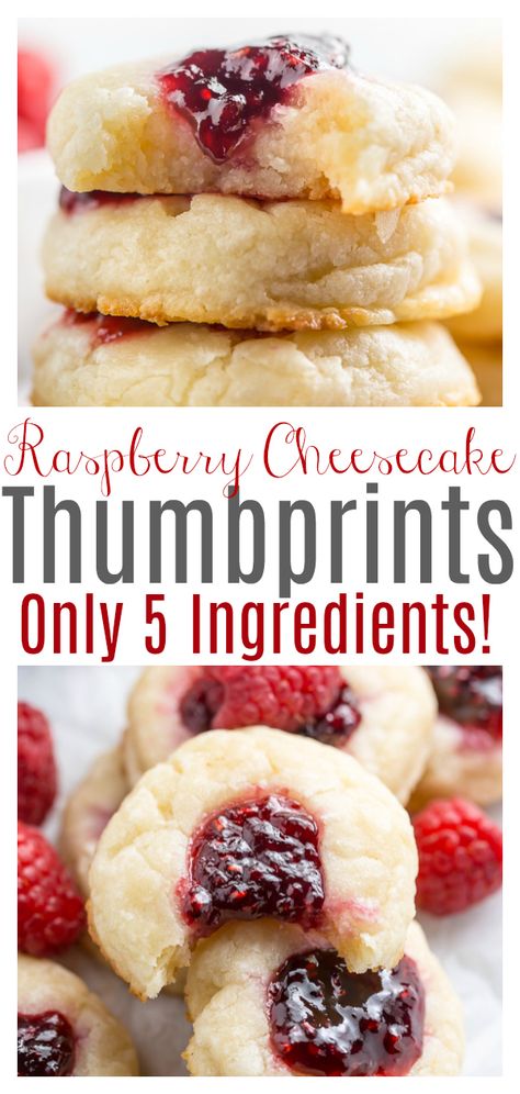 Cheesecake Thumbprint Cookies, Raspberry Thumbprint, Raspberry Thumbprint Cookies, Christmas Baking Cookies, Baker By Nature, Thumbprint Cookies Recipe, Raspberry Cookies, Christmas Baking Recipes, Raspberry Cheesecake