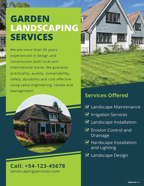 Free Landscaping Flyer Template #AD, , #PAID, #Landscaping, #Free, #Template, #Flyer Lawn Care Flyers, Free Landscape Design, Business Newsletter Templates, Lawn Care Business, Flyer Free, Landscaping Business, Free Brochure Template, Landscape Maintenance, Business Board