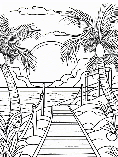 Things To Color In, Coloring Pages Aesthetic Adult, Traceable Drawings Free Printable, Pictures To Color Printable, Free Printable Coloring Pages For Adults, Hawaiian Coloring Pages, Color Pages Free Printable, Sunset Coloring Pages, Cute Summer Coloring Pages