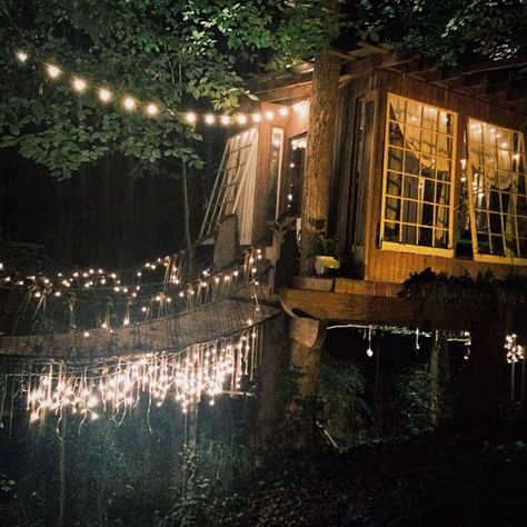 Backyard Tree House Aesthetic, Tree House Aesthetic Inside, Aesthetic Treehouse Interior, Treehouse Aesthetic Inside, Aesthetic Tree House, Tree House Aesthetic, Lights In The Woods, Elf Tree House, Treehouse Aesthetic