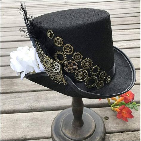 Hat Cosplay, Steampunk Top, Wedding Headwear, Steampunk Top Hat, Nautical Themed Party, Victorian Hats, Flower Women, Steampunk Hat, Winter Fashion Coats