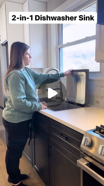 Amber + Trey Masciarelli on Instagram: "Should we do one of these in every flip house kitchen? 

We think this 2-in-1 In-Sink Dishwasher from @fotile_america is functional, stylish, and unique. And now, I want one in my home!

#kitchen #kitchendesign #fixerupper #diy #oldhouselove #oldhouse #homeremodel #reels #beforeandafter #fixerupperinspired #home #renovation #remodeling #house #oldhouse #oldhouselove #doityourselfproject #diy #diyprojects #diyhomedecor  #oldhouse #reelsofinstagram" Dishwasher Across From Sink, Mini Dishwasher Under Sink, Tiny House Appliances Compact Kitchen, Small Dishwasher Under Sink, Dishwashers In Kitchens, Two Dishwashers In Kitchen, Raised Dishwasher Ideas, Dishwasher Space Repurpose, Dish Washer In Kitchen