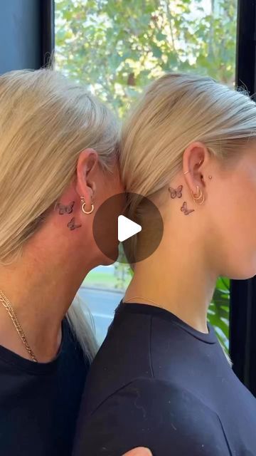 Fine Line Tattoos®️ on Instagram: "Mother Daughter Matching Butterfly Tattoos 🦋  We have something very special planned this Mother’s Day, stay tuned!   Artist: Taeri @taeri_tattoo   For bookings please fill out the booking form online or 📩 finelinetattoos@outlook.com  Walk-ins welcome daily, Text or DM reference image to secure 0498 019 041  #finelinetattoo #tattoo #melbournetattoo #melbournetattooist #tattooed #microtattoo #melbournetattooshop #tinytattoo #smalltattoos #ltattooshop #melbourne" Small Mum Tattoo Ideas, Matching Grandma And Granddaughter Tattoos Simple, Aesthetic Mom And Daughter Tattoos, Minimal Mother Daughter Tattoos, Tiny Matching Tattoos Mother Daughter, Mom And Daughter Tattoos Butterfly, Small Tattoos For Mom And Daughter, Mother Daughter Tattoos Fine Line, Simple Matching Tattoos Mother Daughters