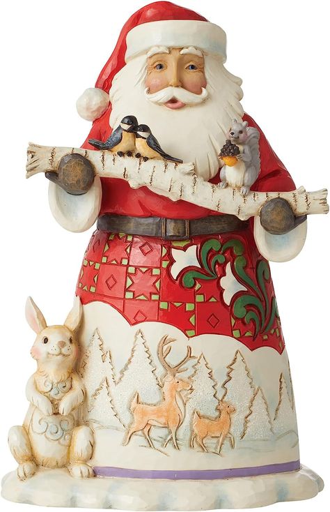 ENESCO FIGURINE: from the Jim Shore Heartwood Creek Collection, titled "Happy Christmas To All" DESIGN: features Jim Shore's unmistakable style, evoking a sense of nostalgia with traditional themes, quilt patterns and American and European inspired motifs HAND-CRAFTED: from high-quality stone resin material and hand-painted with intricate styling and attention to detail PACKAGED: in an individual gift box with a product photo on the front DIMENSIONS: 5.91" L x 6.3" W x 8.5" H Happy Christmas To All, Enesco Figurines, Jim Shore Christmas, Birch Branches, Santa Figurines, Woodland Friends, Tiny Bird, Jim Shore, Christmas Gift Shop