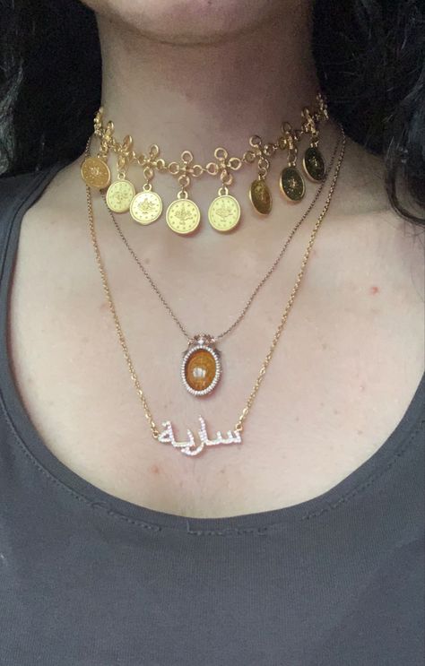 Arab Gold Coin Jewelry, Arab Accessories, Arabic Jewelry Necklaces, Arab Necklace, Arabic Accessories, Nameplate Jewelry, Egypt Necklace, Arab Gold, Arab Jewelry