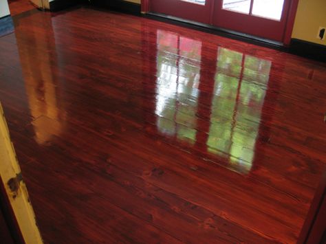 High Gloss Floor Red Wood Flooring, Red Wood Floors, Castle House Interior, Random Room Ideas, Red Flooring, High Gloss Floors, Red Mahogany Stain, Douglas Fir Flooring, Mahogany Flooring