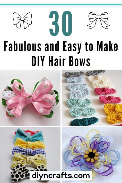 30 Fabulous and Easy to Make DIY Hair Bows Diy Hair Decorations, Decorating Hair Clips Ideas, Diy Clip Bows, Diy Bows For Hair Clips, How To Make Ribbon Hair Bows, Make Hair Bows Step By Step, Fabric Hair Bows Diy Free Pattern, Diy Hair Ribbon Bows, Hair Bow Diy Ribbon