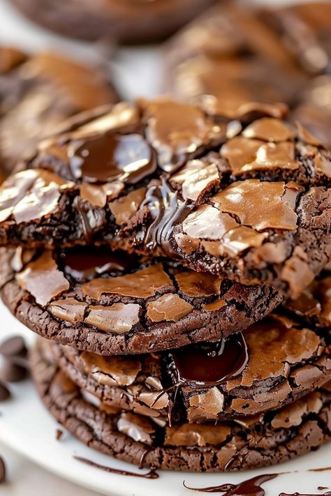 Freshly baked Fudgy Brownie Cookies on a cooling rack Brownie Meltaway Cookies, Brownie Cookies From Scratch, Chocolate Lava Brownie Cookies, Chocolate Fudgy Cookie, Fudgy Brownie Cookie Recipe, Fudge Brownie Cookies, Brownie Board, Brownie Cookie Recipe, Homemade Brownies Fudgy