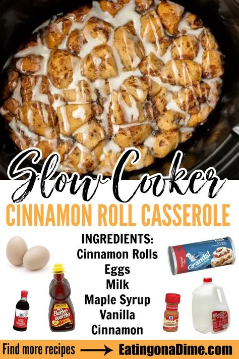 Crock Pot Cinnamon Roll Casserole, Crockpot Recipes Healthy, Crock Pot Breakfast, Meals Crockpot, Eating On A Dime, Cinnamon Roll Casserole, Breakfast Crockpot Recipes, Slow Cooker Breakfast, Crock Pot Desserts