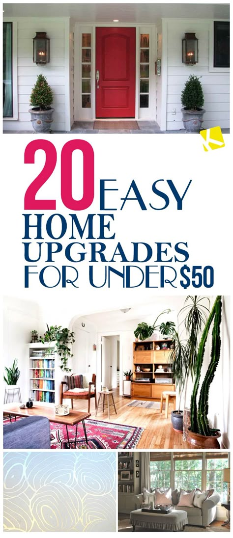 20 Easy Home Upgrades for Under $50                                                                                                                                                                                 More Diy Etagere, Easy Home Updates Diy, Easy Home Diy Upgrades, Easy Home Upgrades, Apartment On A Budget, Interior Design On A Budget, Budget Interior, Easy Home Improvement, Budget Interior Design