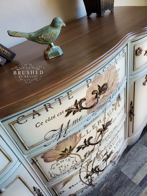 Fabulous French Cherry Blossom Buffet - Brushed By Brandy Muscadine Wine, Brushed By Brandy, Blending Techniques, Amazing Resin, Revamp Furniture, Provincial Style, French Provincial Style, Decoupage Furniture, Dixie Belle Paint