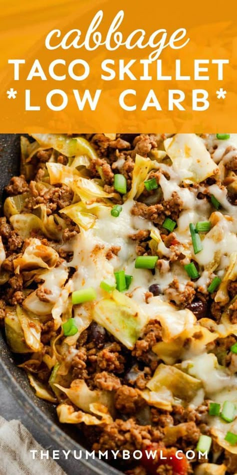 The Low Carb Cabbage Taco Skillet is a tasty, keto-friendly dish perfect for quick weeknight dinners. This cabbage recipe is ready in less than 30 minutes!rn Cabbage In A Bowl, Keto Cabbage Skillet, Dinner Ideas With Cabbage Meals, Low Carb Dairy Free Recipes Dinners, Cabbage Taco Casserole, Meal Ideas With Cabbage, Low Keto Recipes, Cabbage Recipe Low Carb, Dinner Cabbage Recipes