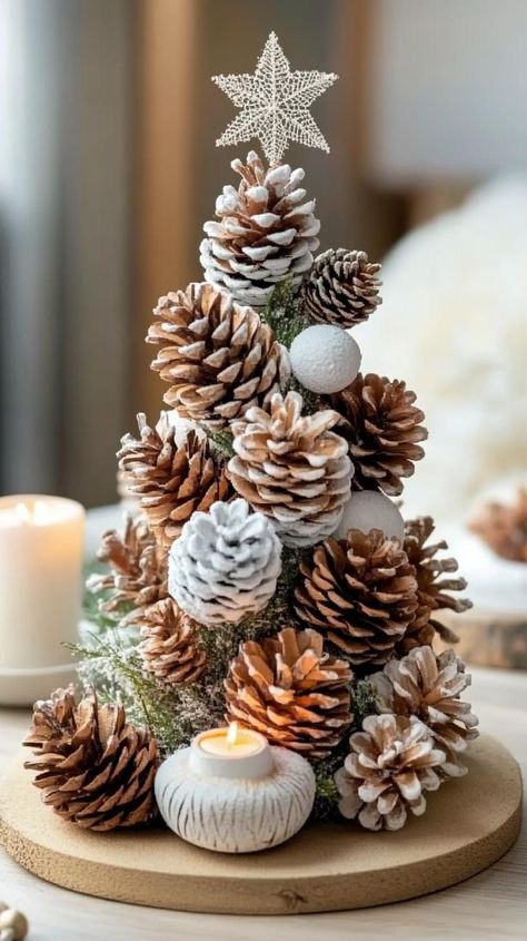 15 Stunning Winter Centerpieces To Transform Your Table Winter Centerpieces For Table, Birch Bark Candles, After Christmas Decor, Pinecone Centerpiece, Woodsy Decor, Winter Tablescapes, Winter Invitations, Christmas Globes, Christmas Crafts Decor