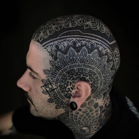 Head Tattoo Hair, Bald Head Tattoo, Scalp Tattoo, 42 Tattoo, Head Tattoo, Neck Tattoo For Guys, Mario Nintendo, Face Tattoos, Bald Men