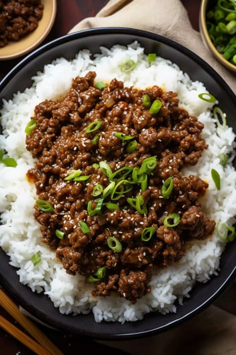 Mongolian Ground Beef Ground Beef White Rice Recipes, Ground Beef And White Rice Recipes, Ground Beef Mongolian Beef Recipe, Mongolian Beef Recipe Ground, Honey Garlic Ground Beef, Ground Beef Mongolian Noodles Recipe, Magnolian Beef Recipes Ground Beef, 15 Minute Mongolian Ground Beef Noodles, Mongolia Ground Beef Noodles